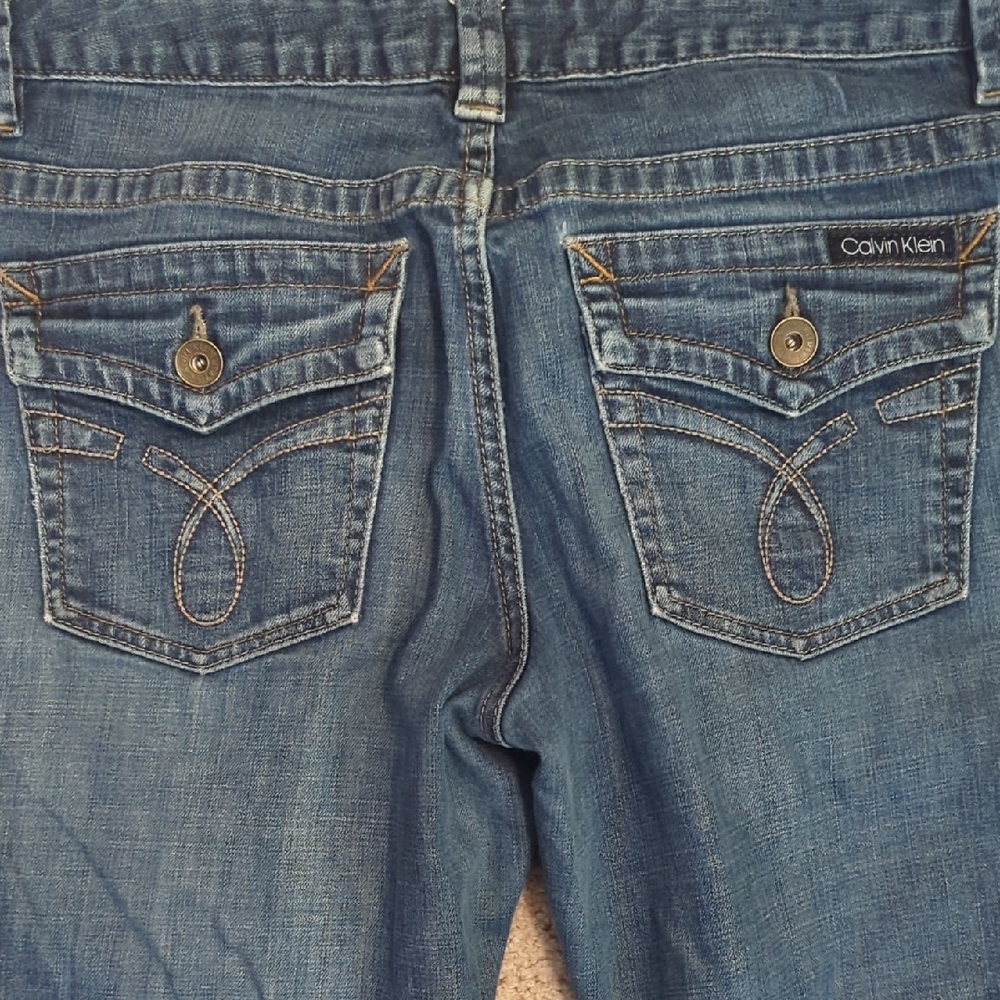 Calvin Klein Medium Wash‎ Flare Jeans Women's Size 14 Boho Retro - Picture 7 of 11